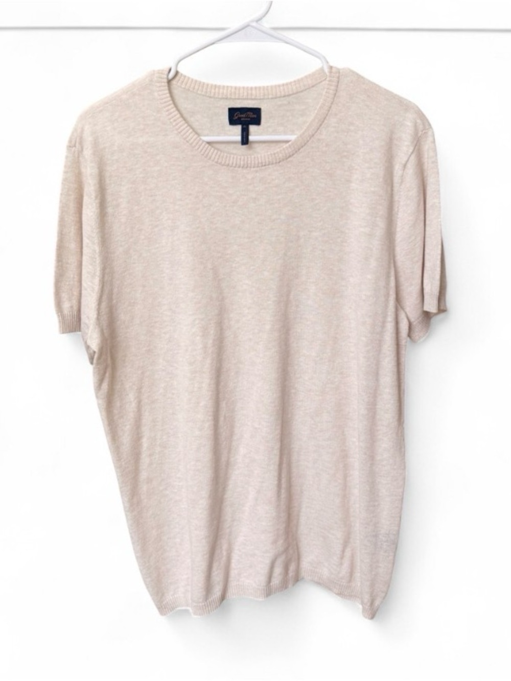 Good Man Brand Beige Crew Neck Short Sleeve Knit